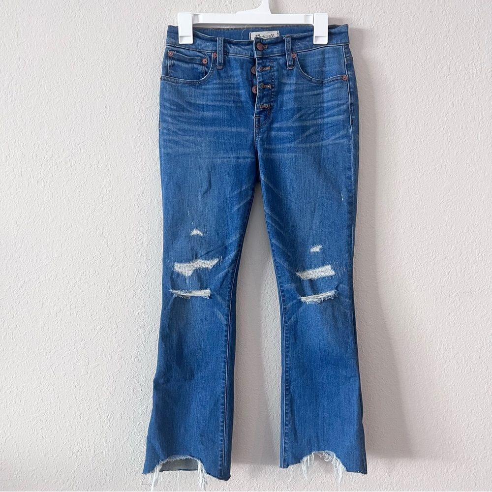 Madewell Cali Demi Boot Size 26 High Waist Button Fly Raw Hem Stretch